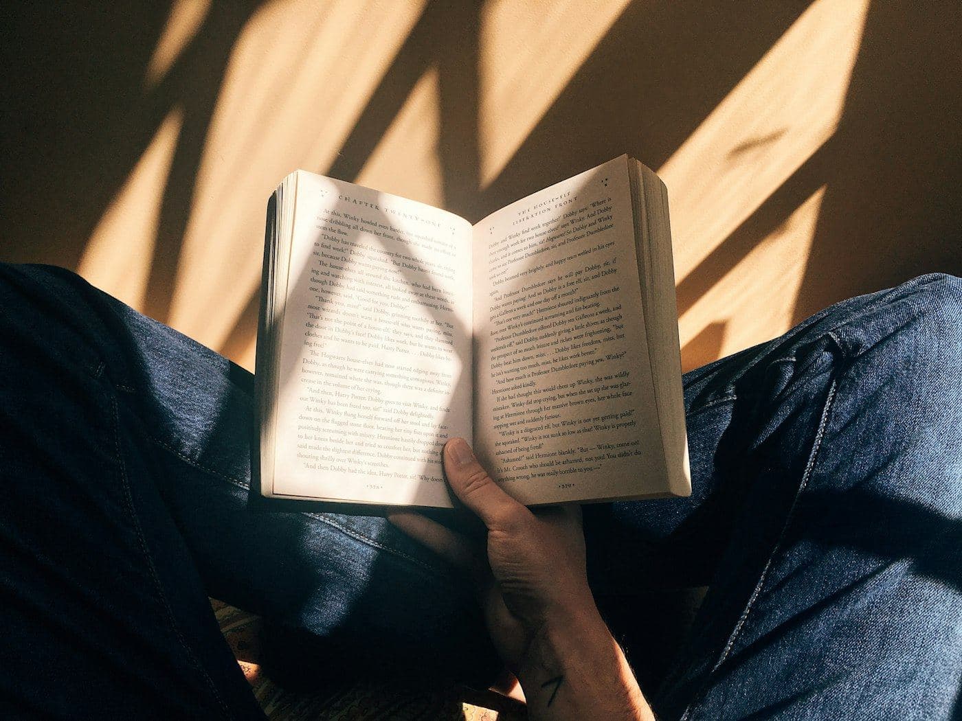 A reader with an open book